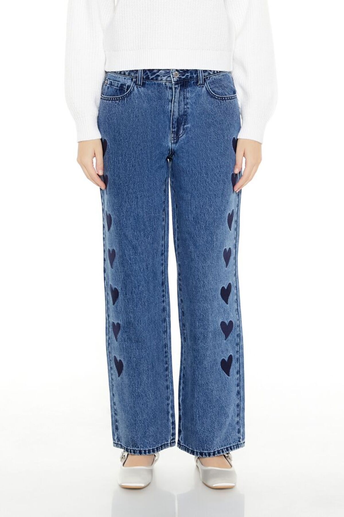 Forever 21 Kalp Desenli High-Rise Jean Pantolon