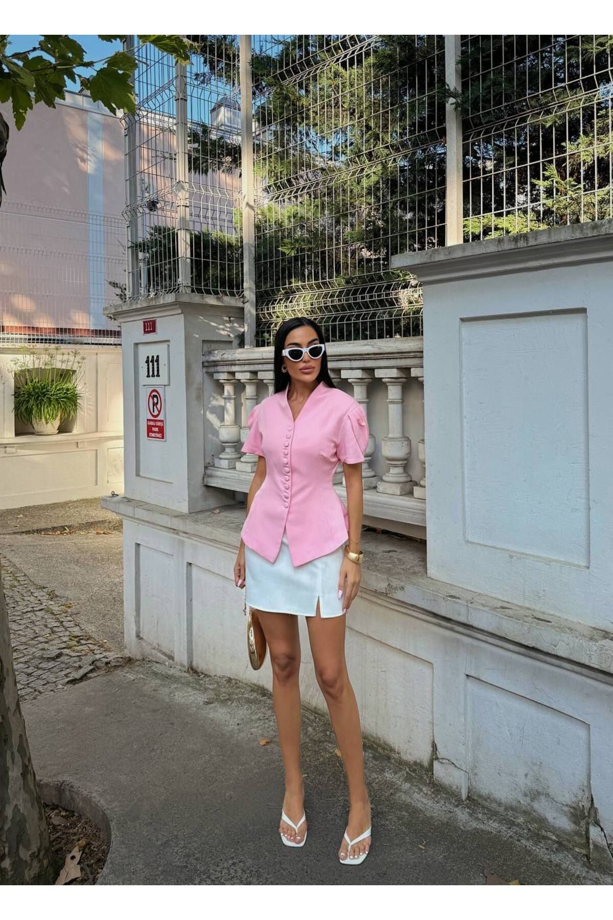 Rabury Butik Mathilda Yarım Kollu Düğmeli Ceket