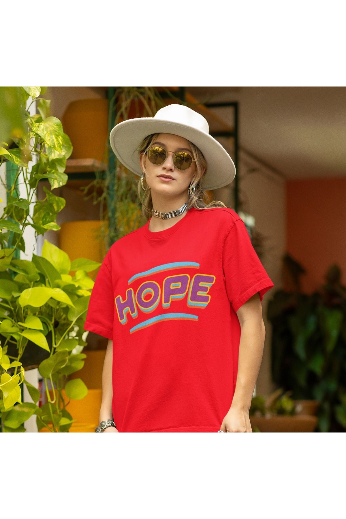 ArtYus Unisex Erkek/Kadın Hope Renkli Baskılı Oversize %100 Pamuklu T-Shirt