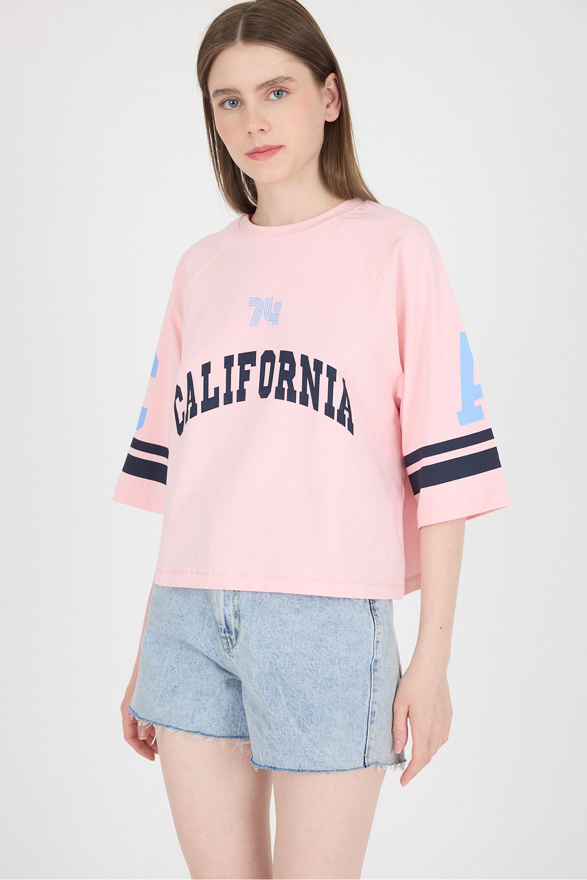 Rays Pembe California Baskılı Oversize Tişört 6817