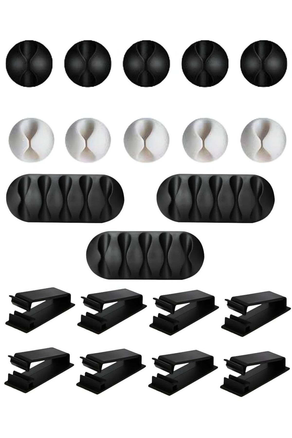 Kyrotech 21 Parça Kablo Tutucu Set, Kendinden Yapışkanlı Kablo Klipsi, Masa Üstü Kablo Düzenleyici Takımı