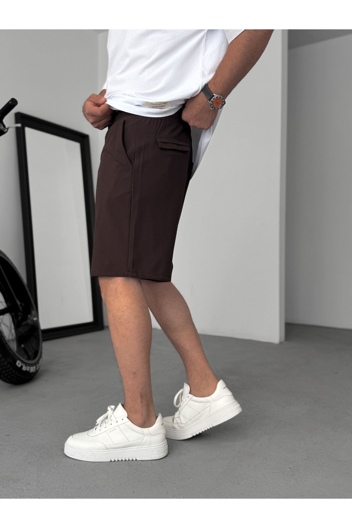 BYBASICMAN-Brown Fabric Basic Shorts Df-2098 4