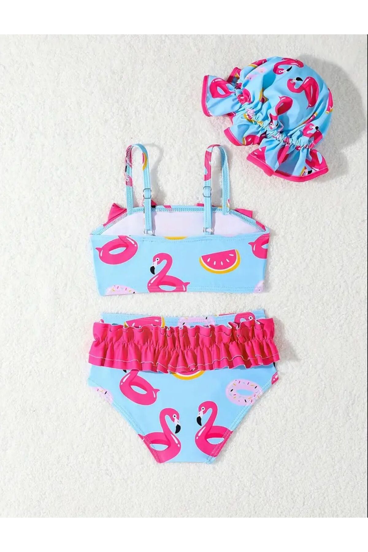 3b kids unicornn bebek mayo bikini takımı şapkalı korumalı 3lü set fotoğrafı 4 (önizleme)