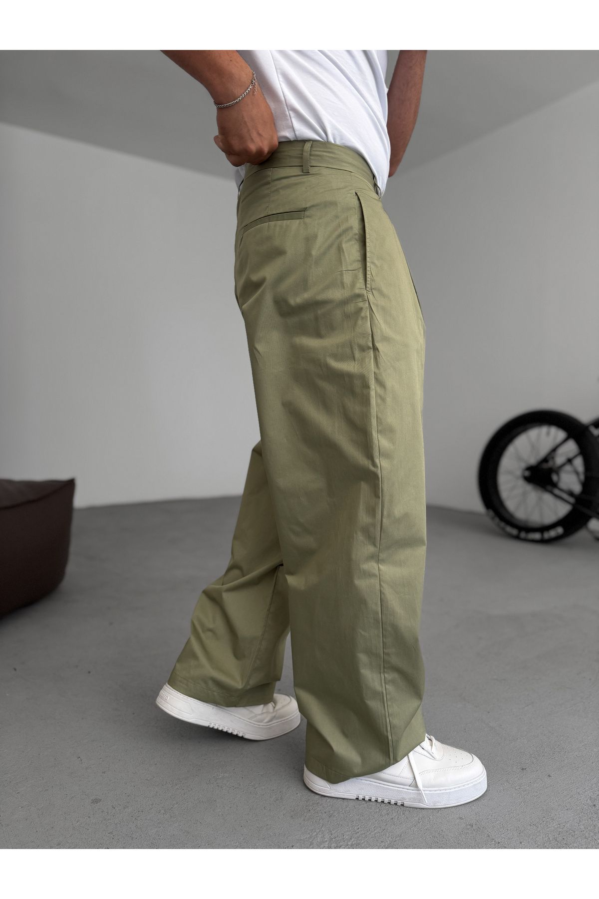 BYBASICMAN-Khaki Pleated Comfortable Fit Trousers C-05/4 4