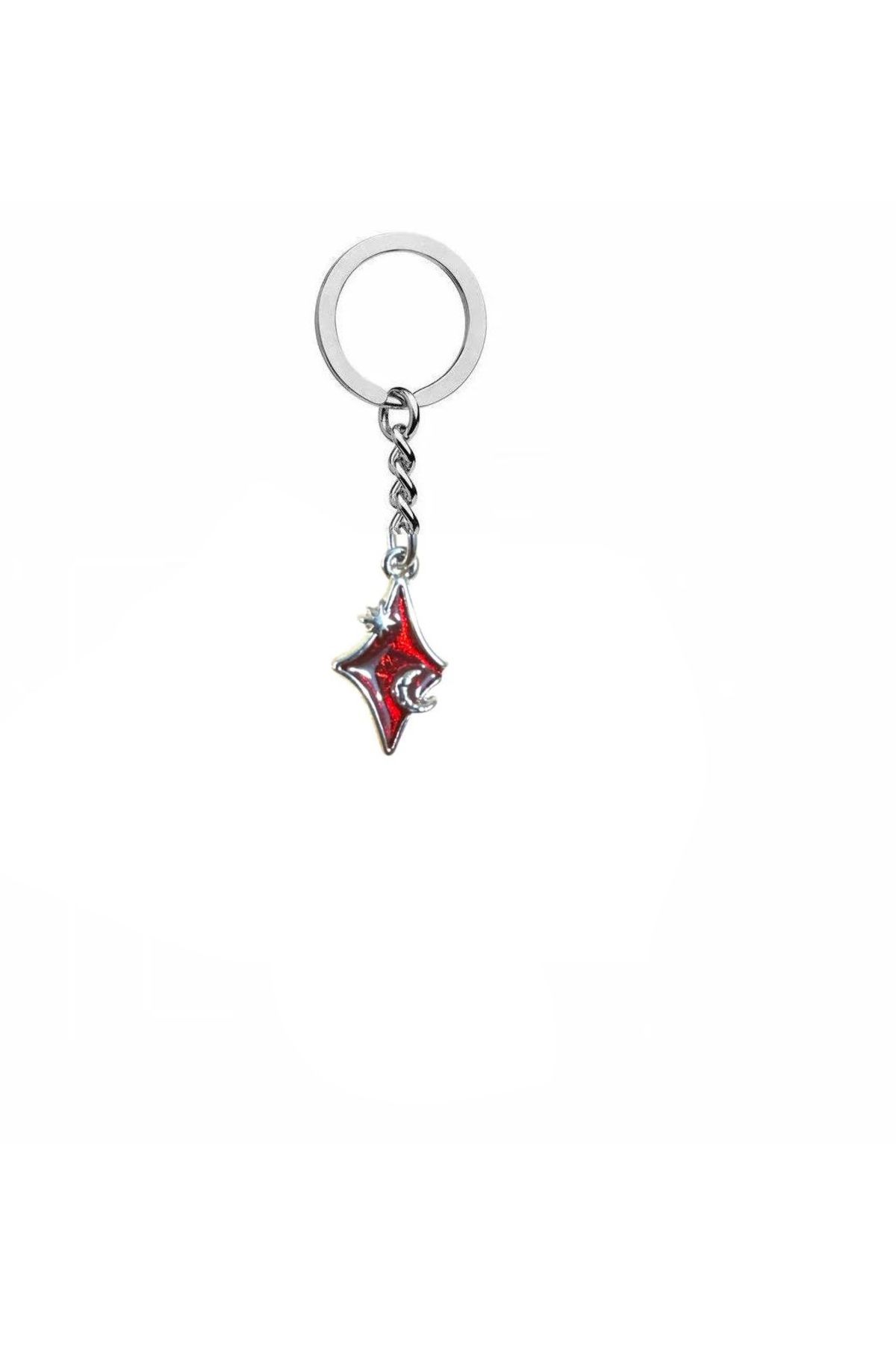Herşey Nota Gothic Red Star Unisex Zamak Kaplama Anahtarlık – Gücün ve Karanlık Estetiğin Anahtarı