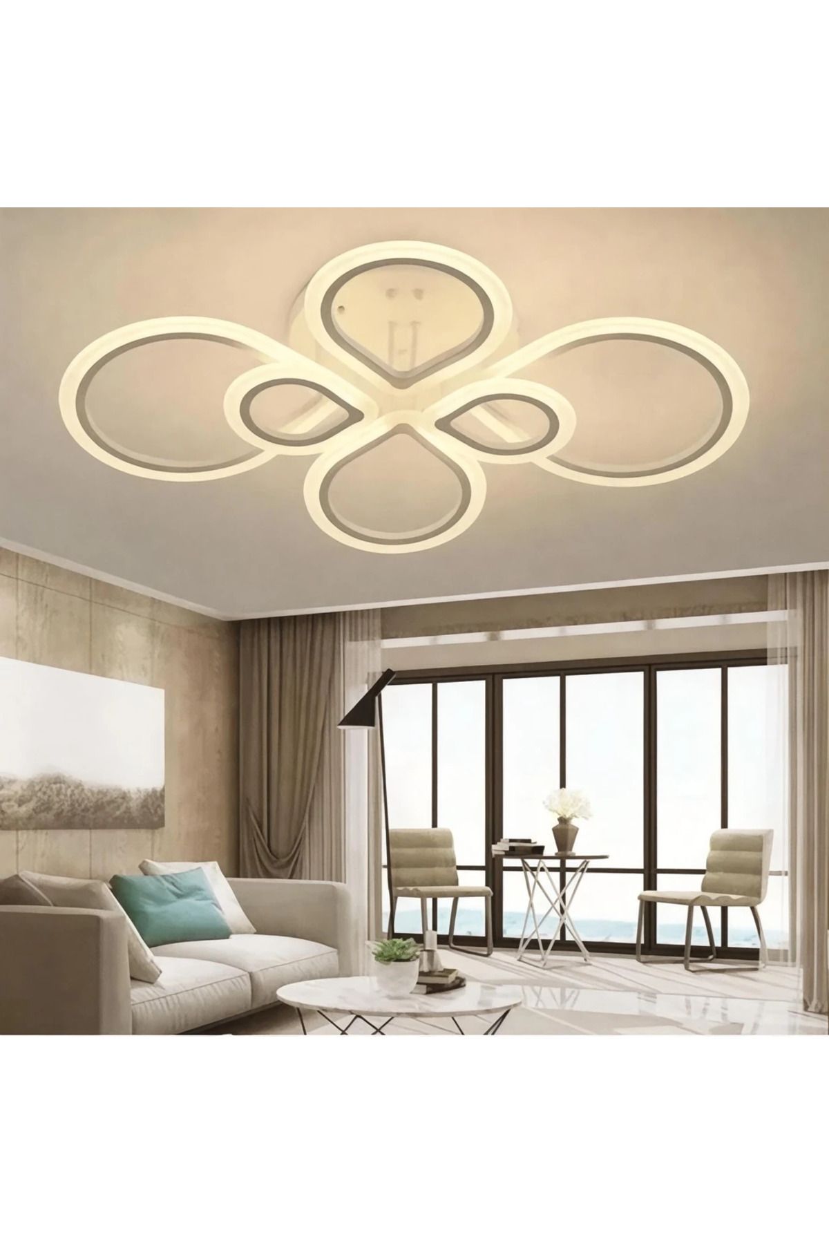 durulight 6 Beyaz Plafonyer Lüks Modern 6'LI Günışığı Ledli Avize