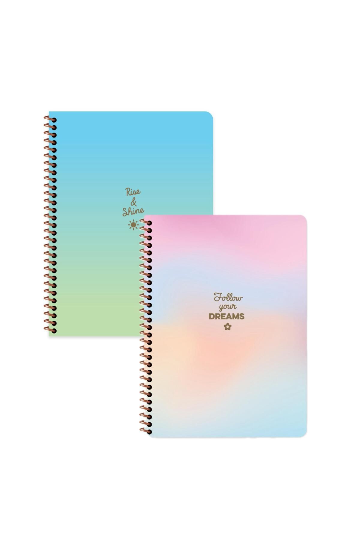 Keskin Colors Keskin Color Peritozu Çizgili Stickerli Defter Seti 2 Adet | 16,5 x 22,5 cm | Spiralli – 80 Yaprak