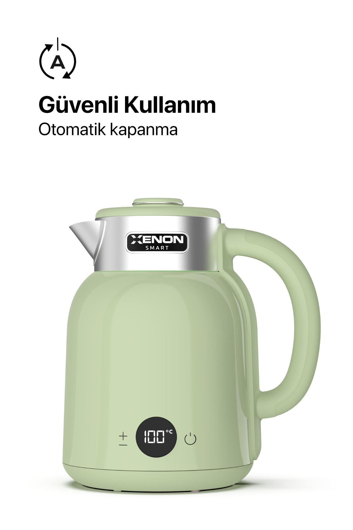 Xenon Smart-Smart Kettle Steel 1.5 Lt Wi-Fi 2200 W Control with App Voice Assistant Support Water Heater Green X7101 4