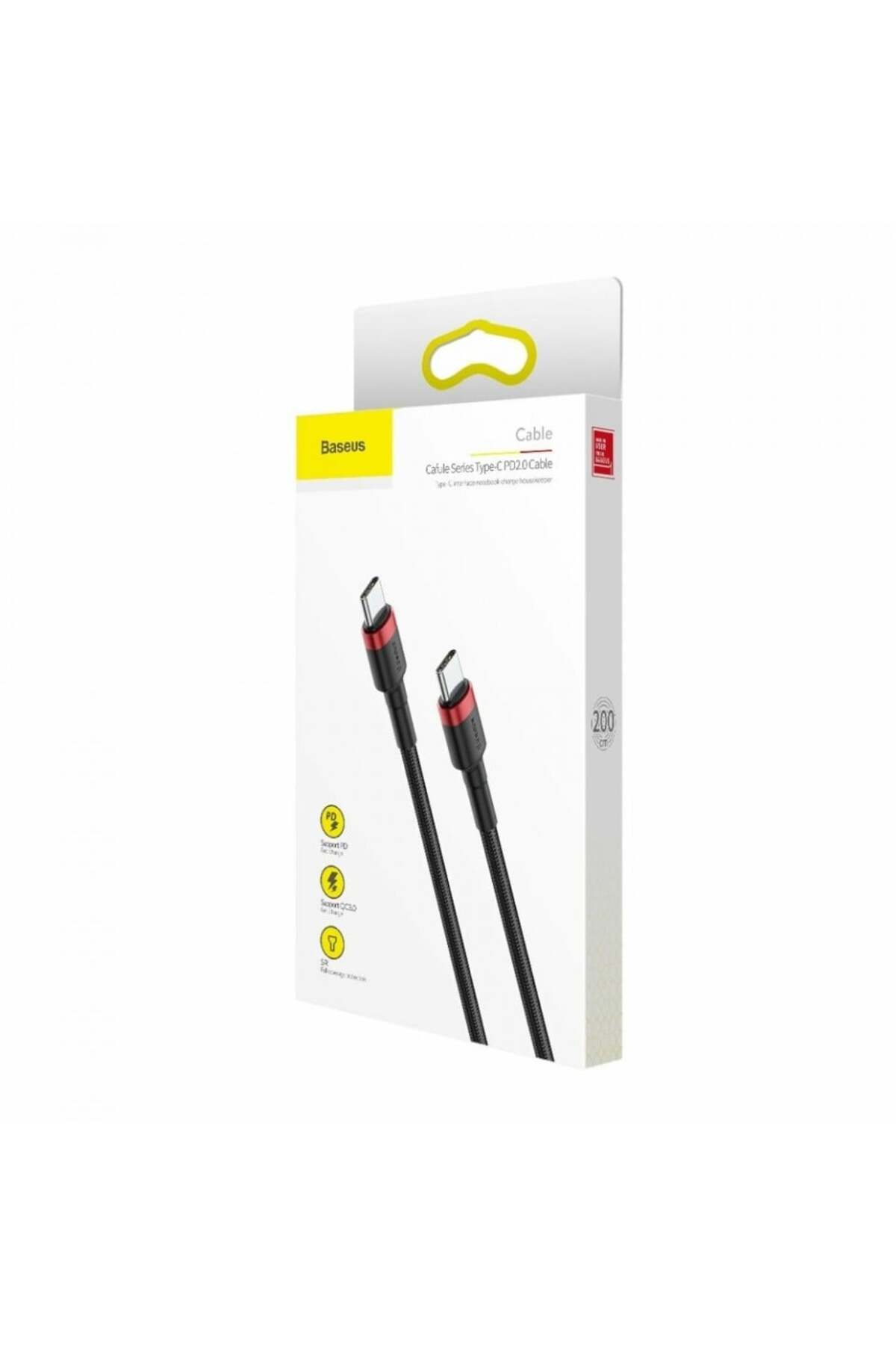 Baseus-Data Cable Type-C to Type-C, 3A, 1m - Cafule (CATKLF-G91) - Red / Black 7