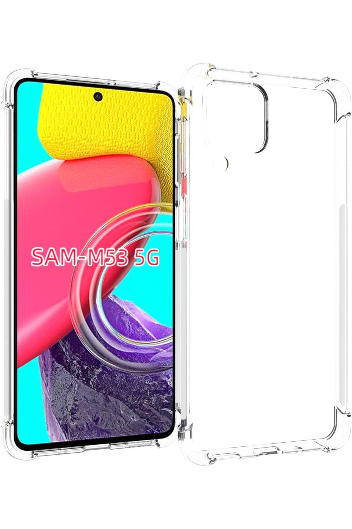 Ehr. Samsung Galaxy M53 Uyumlu Darbe Önleyici Sararmaya Dayanıklı Airbag Korumalı Ultra Slim TPU Şeffaf S