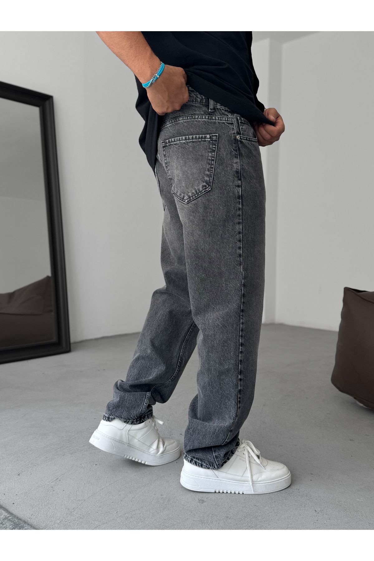 BYBASICMAN-Gray Washed Baggy Jean Ke-449 3
