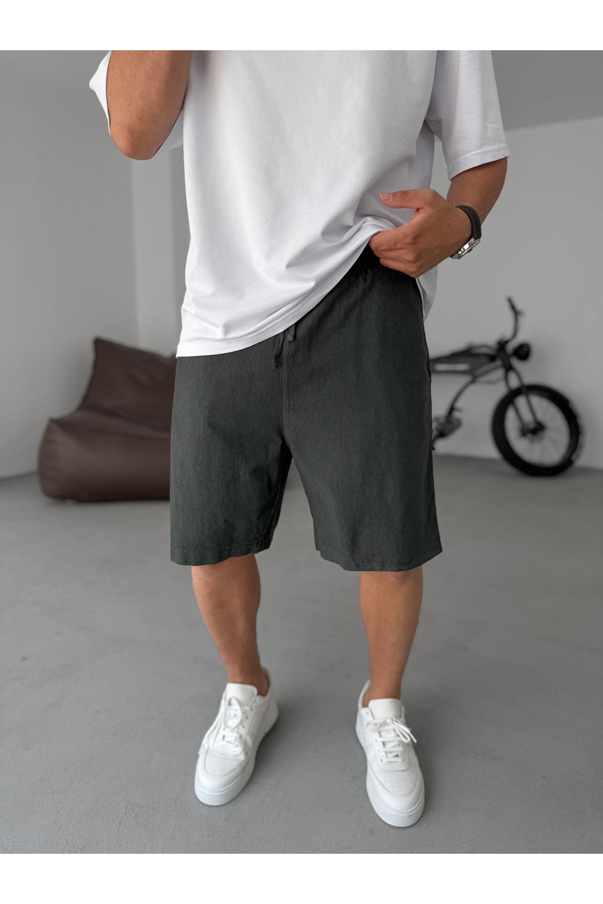 BYBASICMAN Antrasit Fresh Kumaş Basic Şort YP-5003