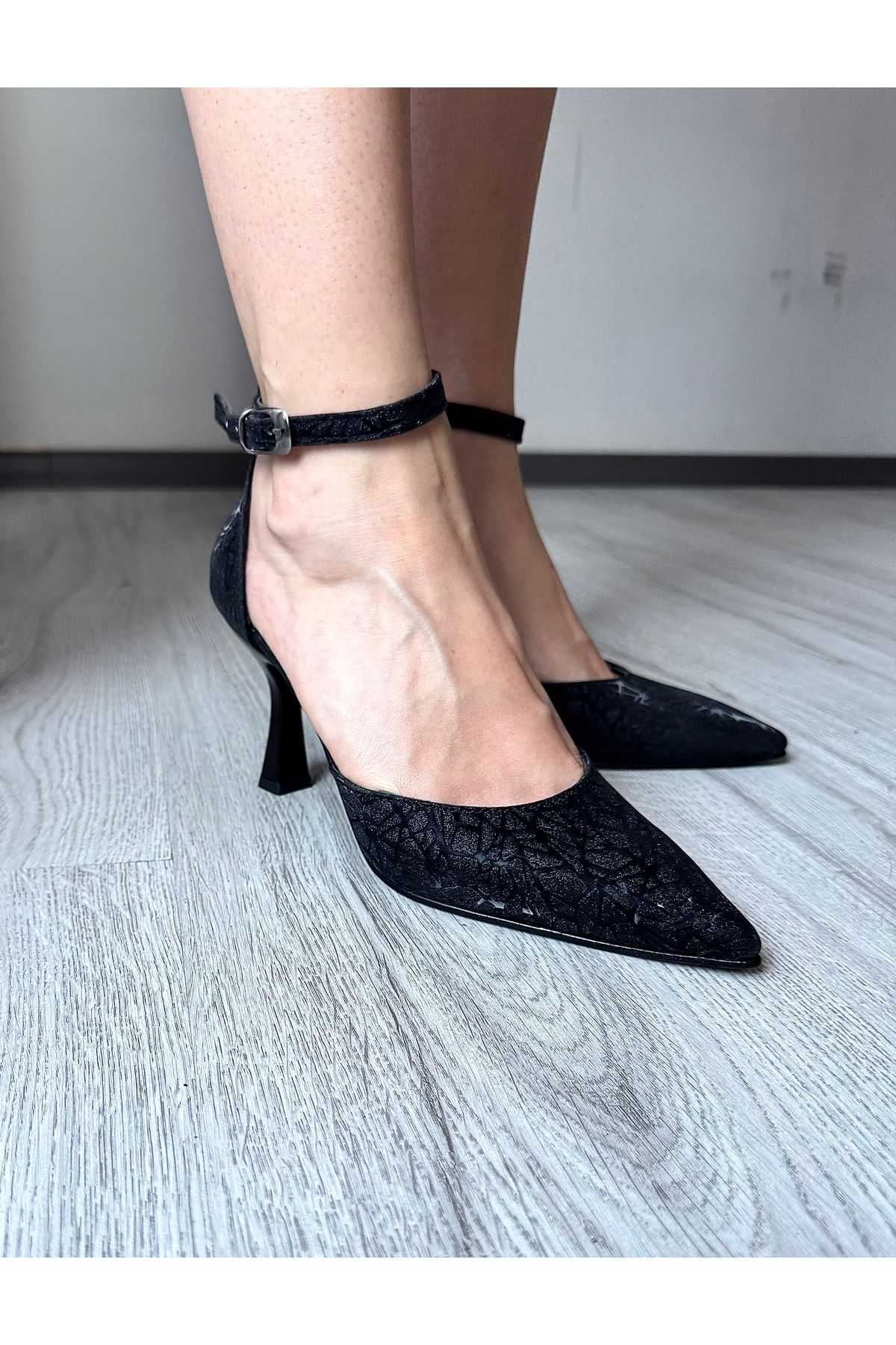 palatti shoes Serenita Desenli İnce Topuk Abiye Ayakkabı