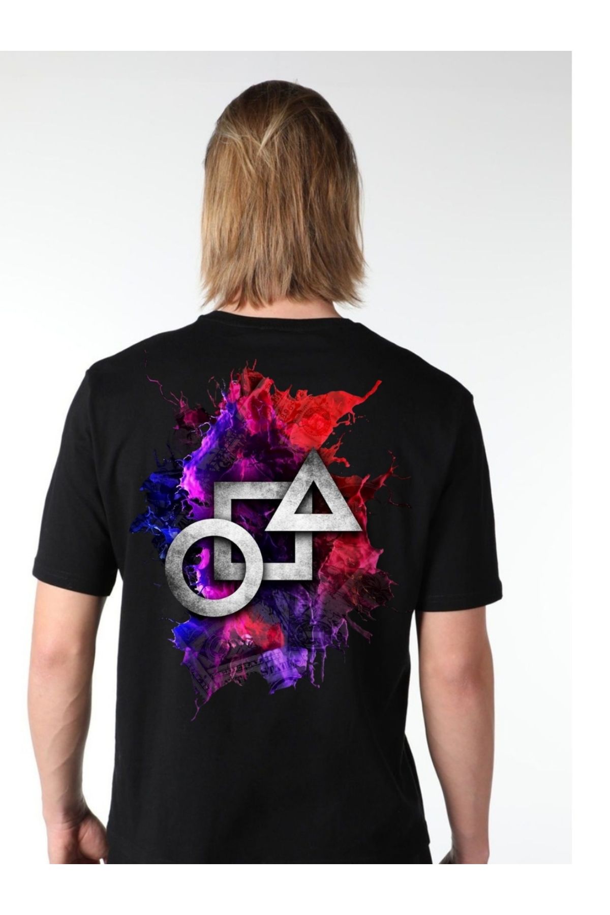 A&B STORES Siyah-Beyaz Bisiklet Yaka Squid Game Baskılı Regularfit T-SHİRT