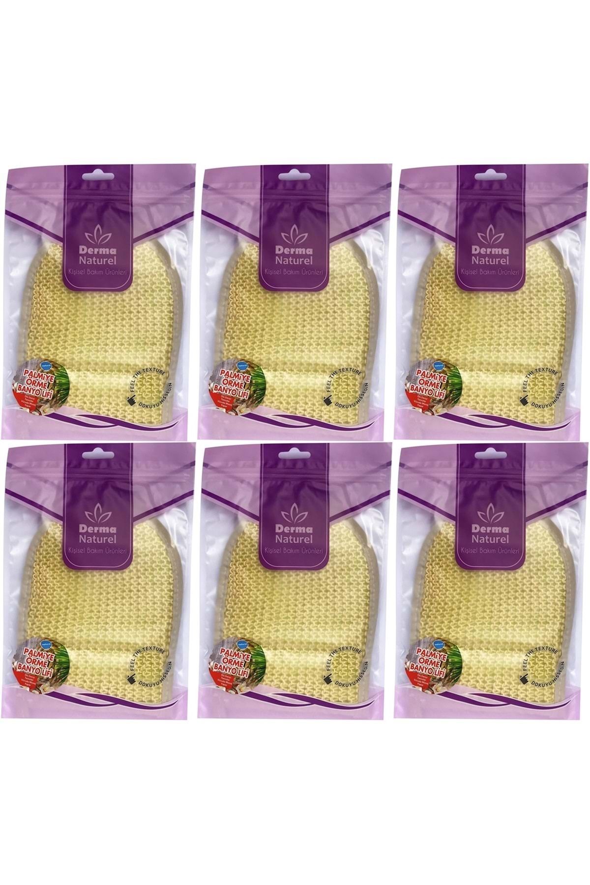 Derma Naturel Palmiye Lifi Örme Banyo Eldiveni (15*24CM) MS-04 (6 Lı Set)