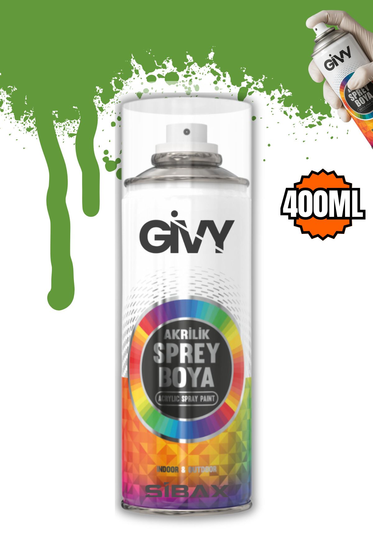 GİVY Akrilik Sprey Boya Fıstık Yeşili RAL 6018 400 ml