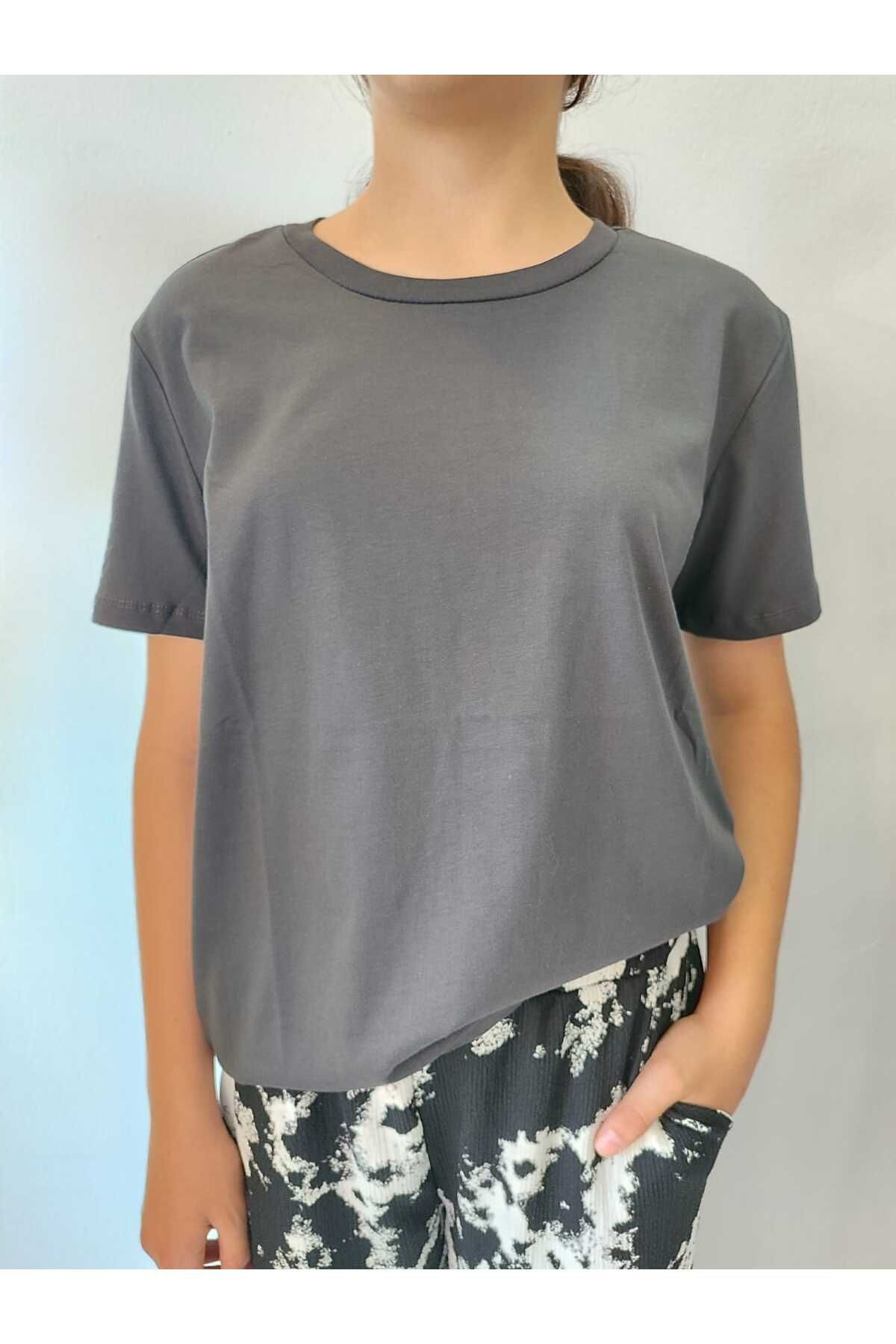 TAYYİBE GİYİM pamuk kumaş düz renk tshirt SNOW