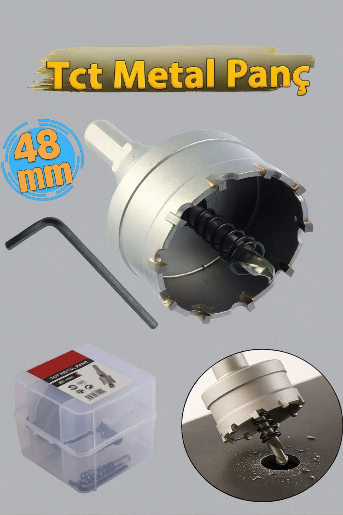CMC Tools Tct Metal Delme Panç 48 mm Metal Demir Testeresi Açma Delik Adaptörlü