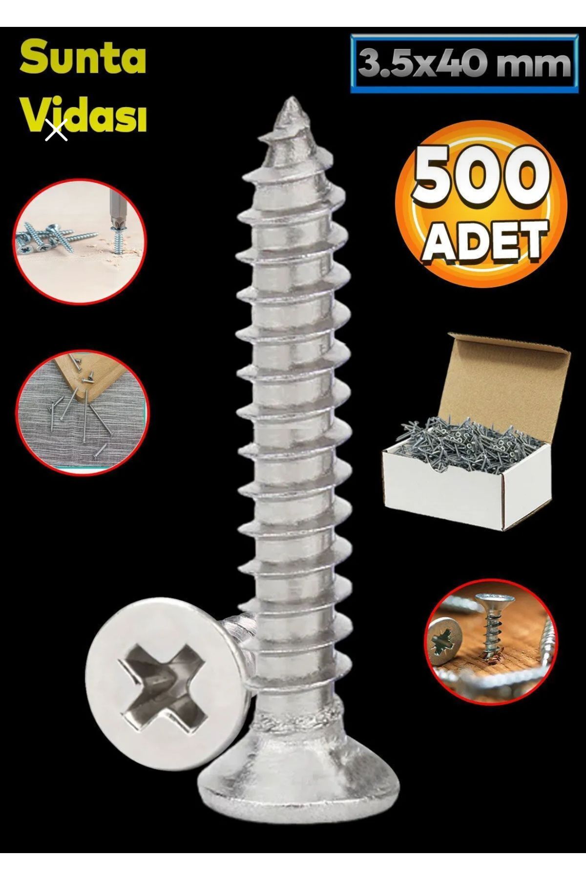 Std 3.5x40 mm Ahşap Sunta Vidası (500 Adet)