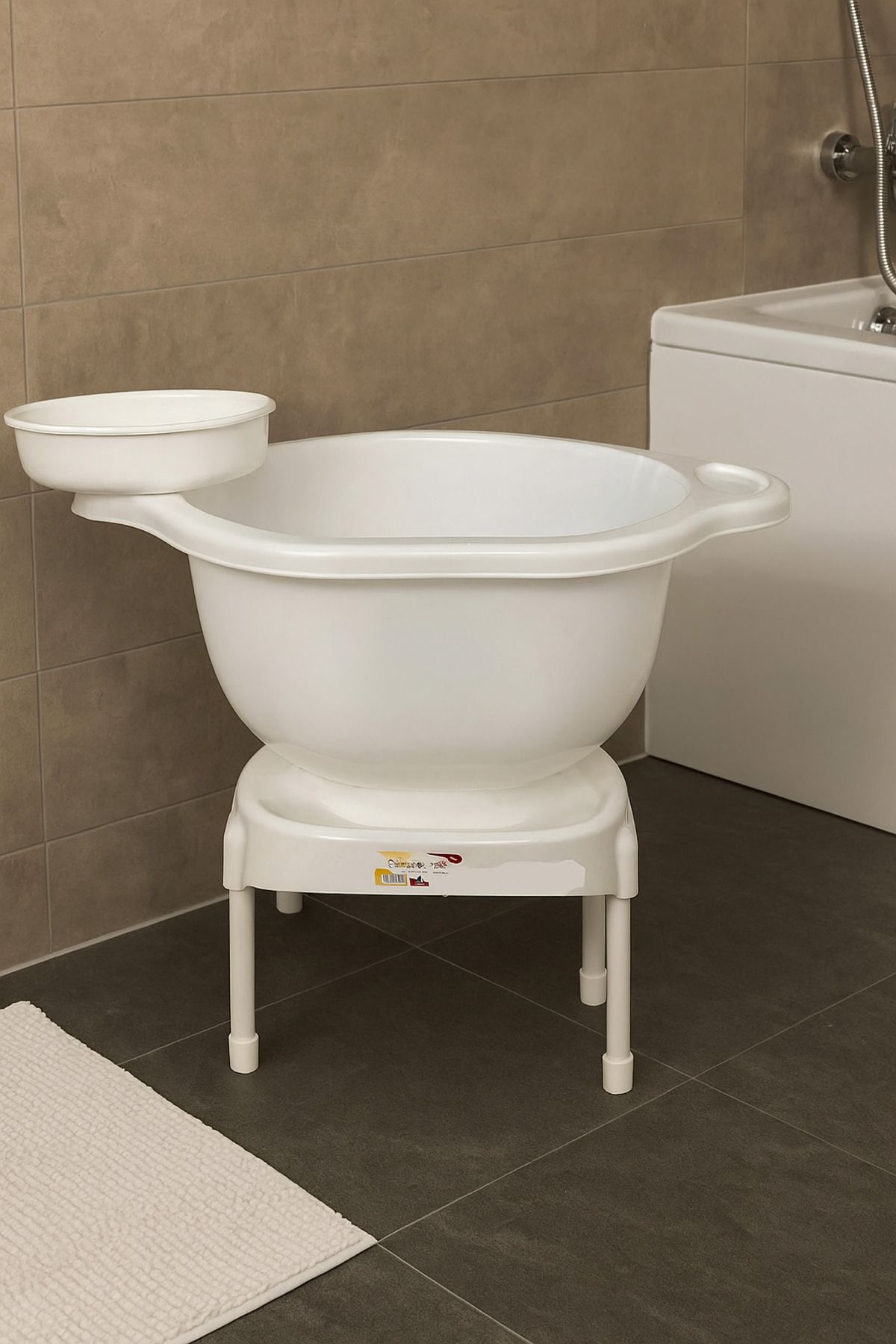 Comeket Banyo Tabure Curun Tas Seti Beyaz