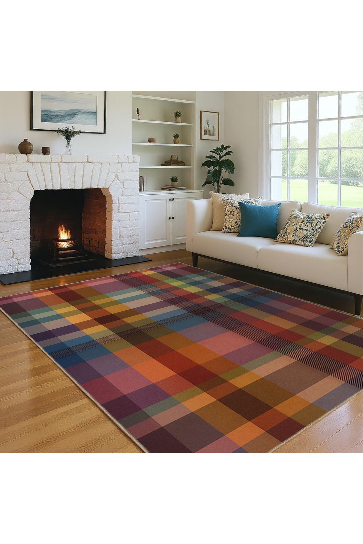Rugs Modern Halı MOSSO Çok Renkli Ekose Desenli Dokuma Taban Modern Dekoratif Halı mosso03