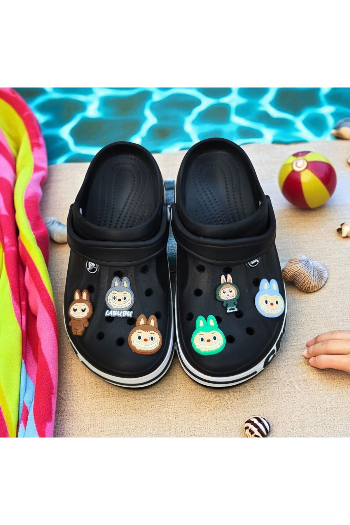 CA COLOURS ACCESSORİES I LOVE ACCESSORİES Terlik Süsü Jibbitz Charm Labubu Emojili 6'lı set