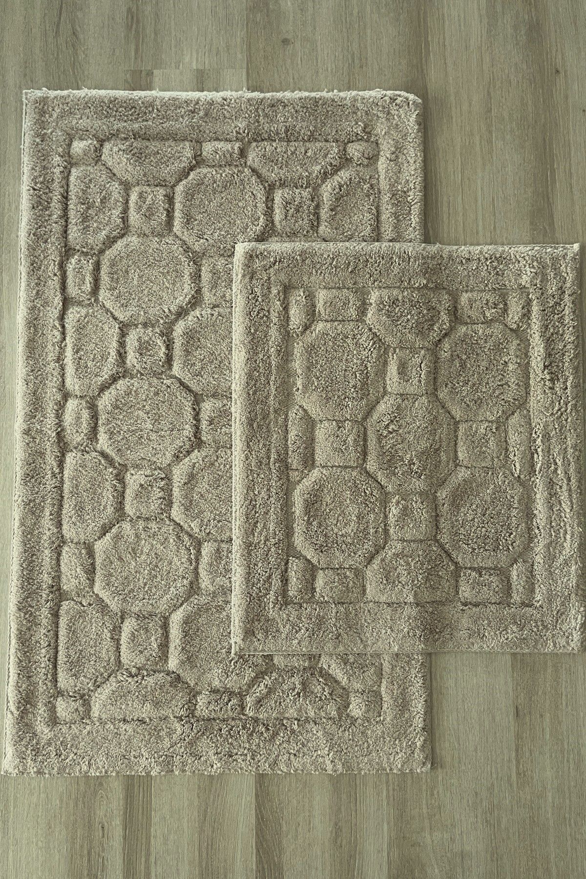 Zeria Home Pamuk Tafting Su Emici Yumuşak Dokulu Banyo Paspas Seti, Banyo Halısı 2 Li Set 60x100 - 50x60