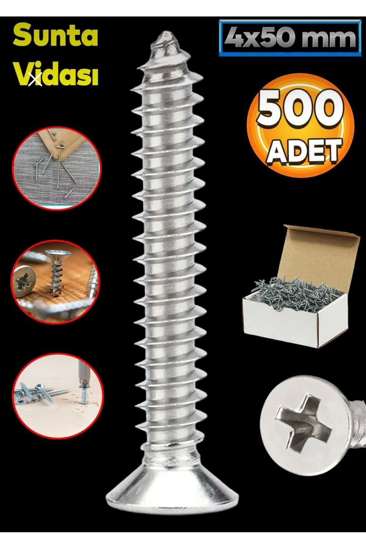 Std 4x50 mm Ahşap Sunta Vidası (500 Adet)
