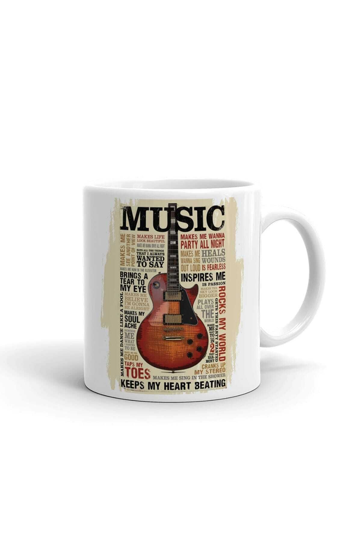 Hamiki Müzik ve Gitar Tasarım Seramik ithal Porselen Seramik Kupa Bardak