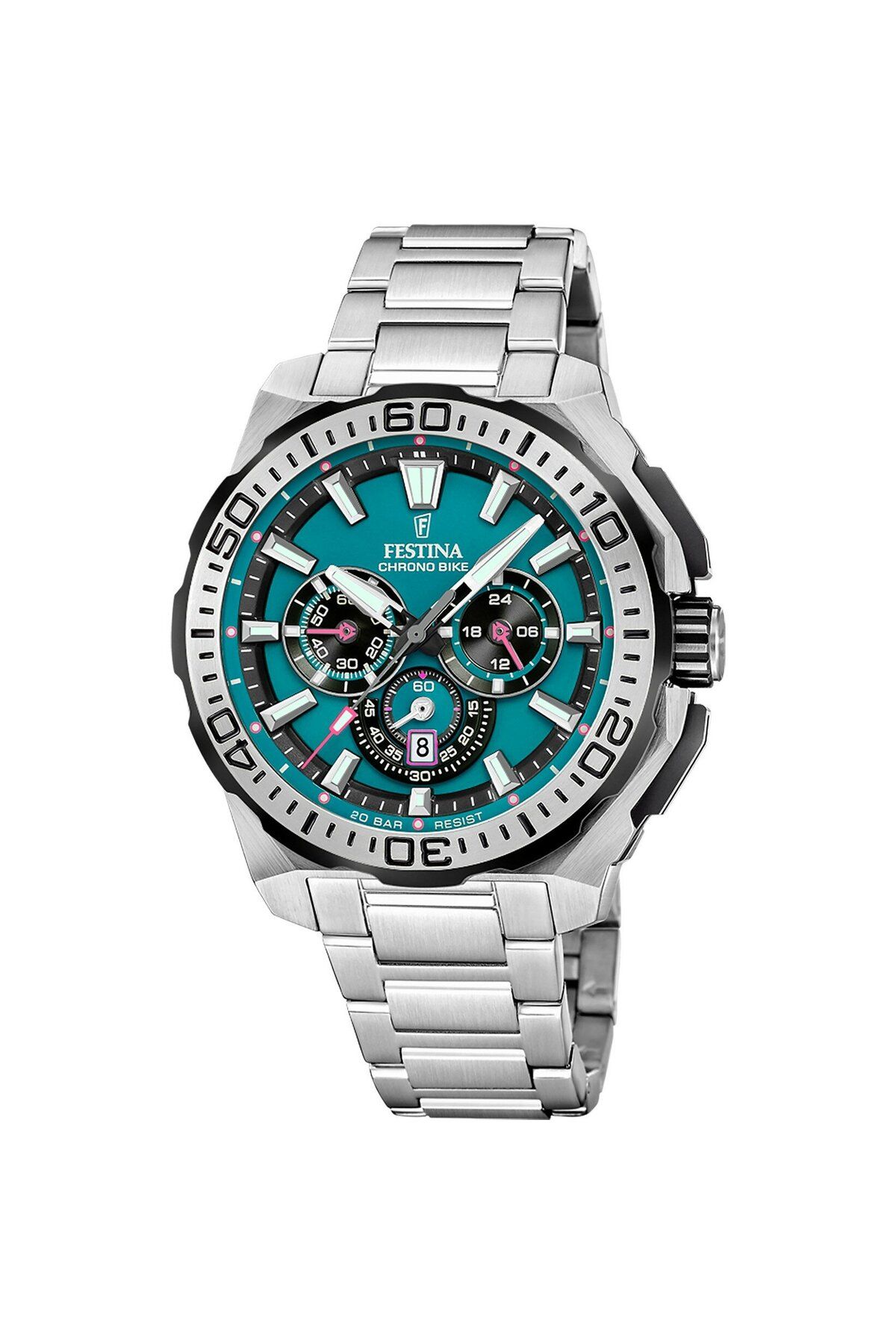 FESTİNA Festina F20724/6 Chrono Bike Quartz Çelik Gri Yeşil Kadran 20 ATM 46 mm Erkek Kol saati