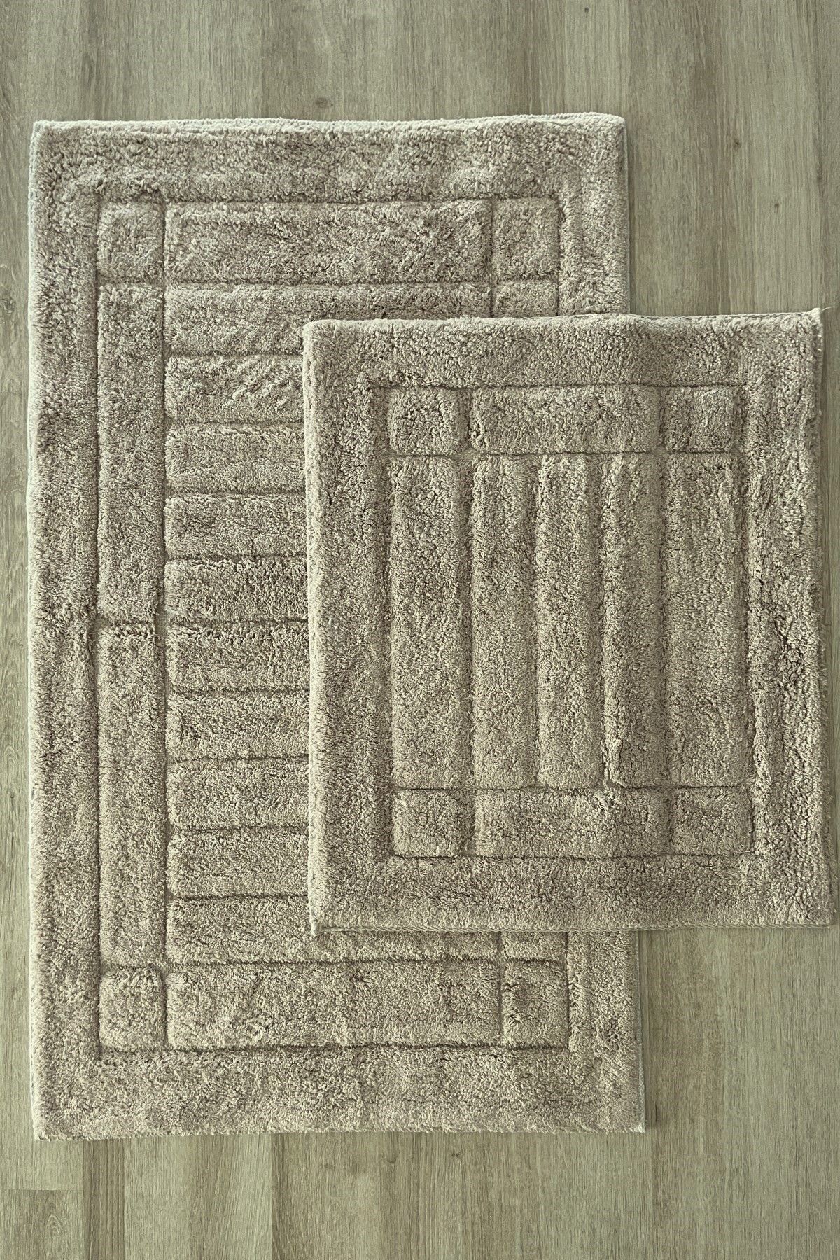 Zeria Home Pamuk Tafting Su Emici Yumuşak Dokulu Banyo Paspas Seti, Banyo Halısı 2 Li Set 60x100 - 50x60