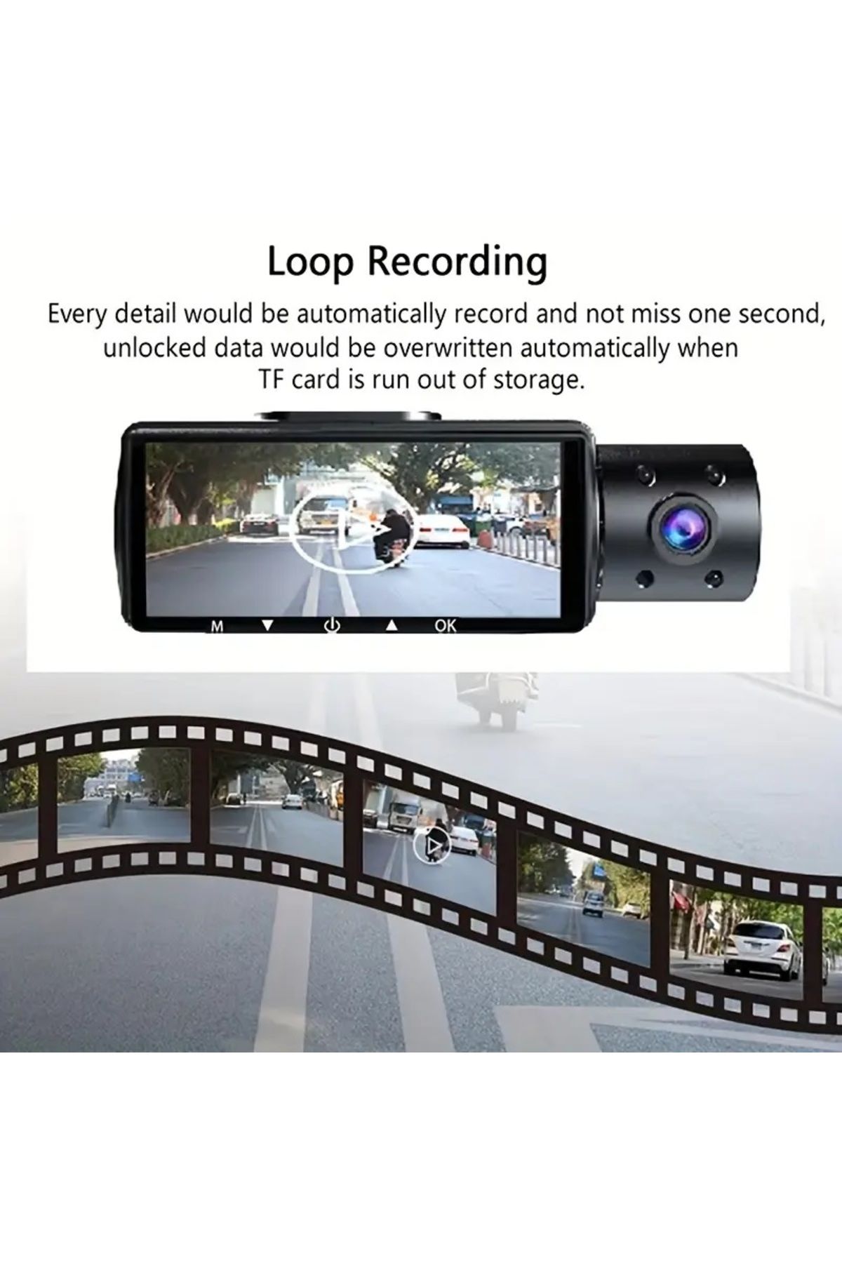 Baideluo-Full HD1080P Car Dash Camera,Night Vision,Front,R&In View,Recording&Real Time Display with Mount 6