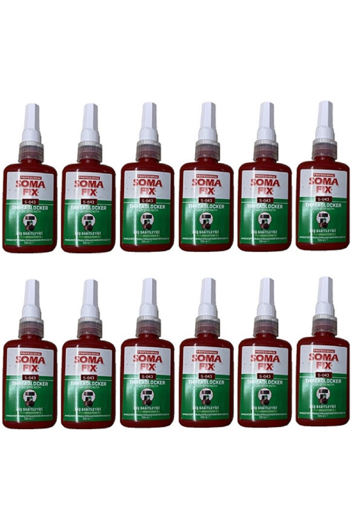 Somafix 12 Adet Somafix 50 ml Civata Diş Sabitleyici Orta Mukavemetli Sökülebilir S043