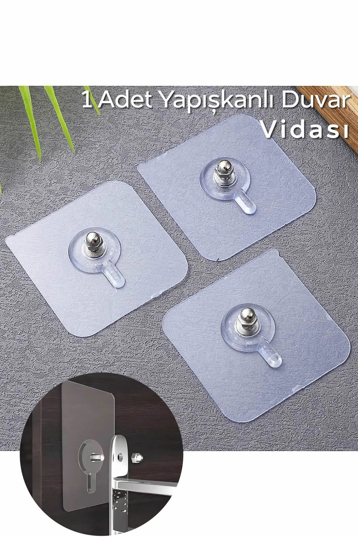 Emrah Gültekin Pratik 1 Adet Güçlü Yapışkanlı Duvar Vidası Matkap Delme Yok - Elbise Çerçeve Askısı Çivi