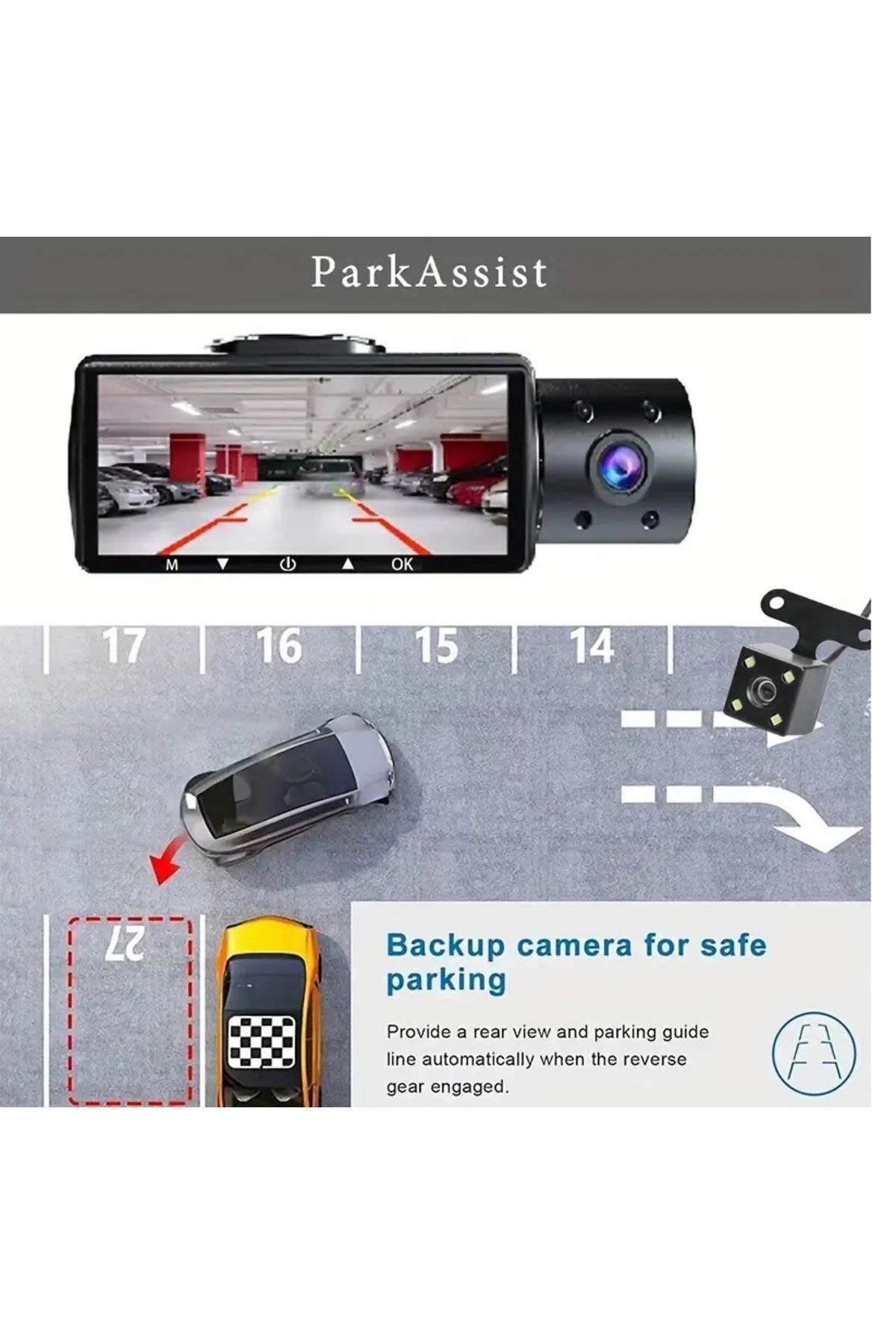 Baideluo-Full HD1080P Car Dash Camera,Night Vision,Front,R&In View,Recording&Real Time Display with Mount 4