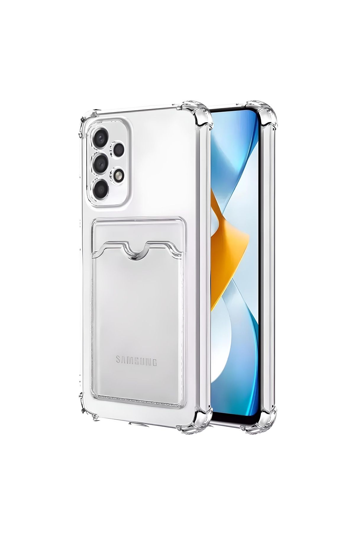 Ehr. Samsung Galaxy A72 Uyumlu Kamera Korumalı Kartlıklı Köşeleri Airbag Tasarımlı Darbe Önleyici Şeffaf