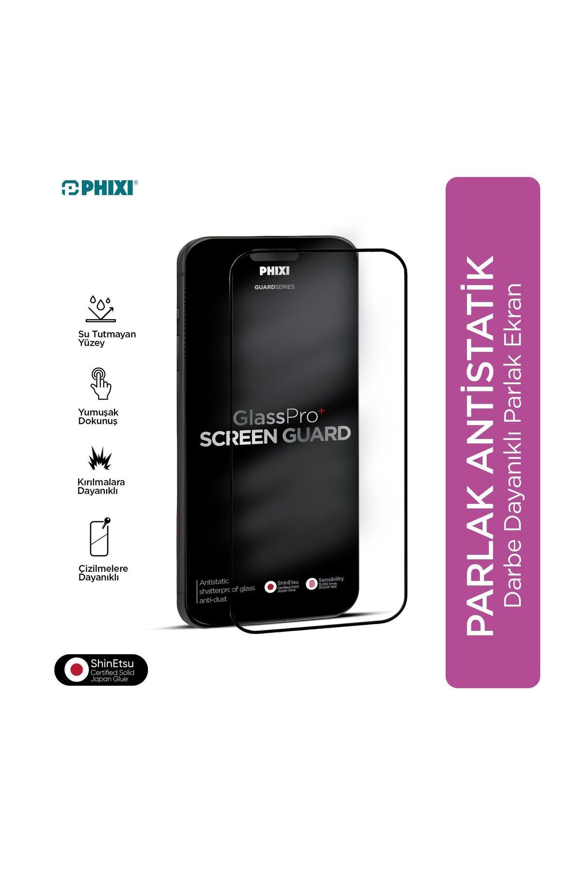 Phixi Premium Guard Parlak Cam Ekran Koruyucu –Xiaomi 13T Pro Uyumlu | Antistatik, Su Tutmaz, Tam Ka