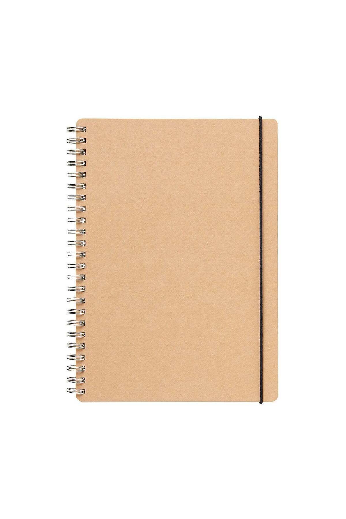 Muji-High-Quality Paper Double Ring Notebook with Dot Grid, 70 Sheets, A5, Beige 1