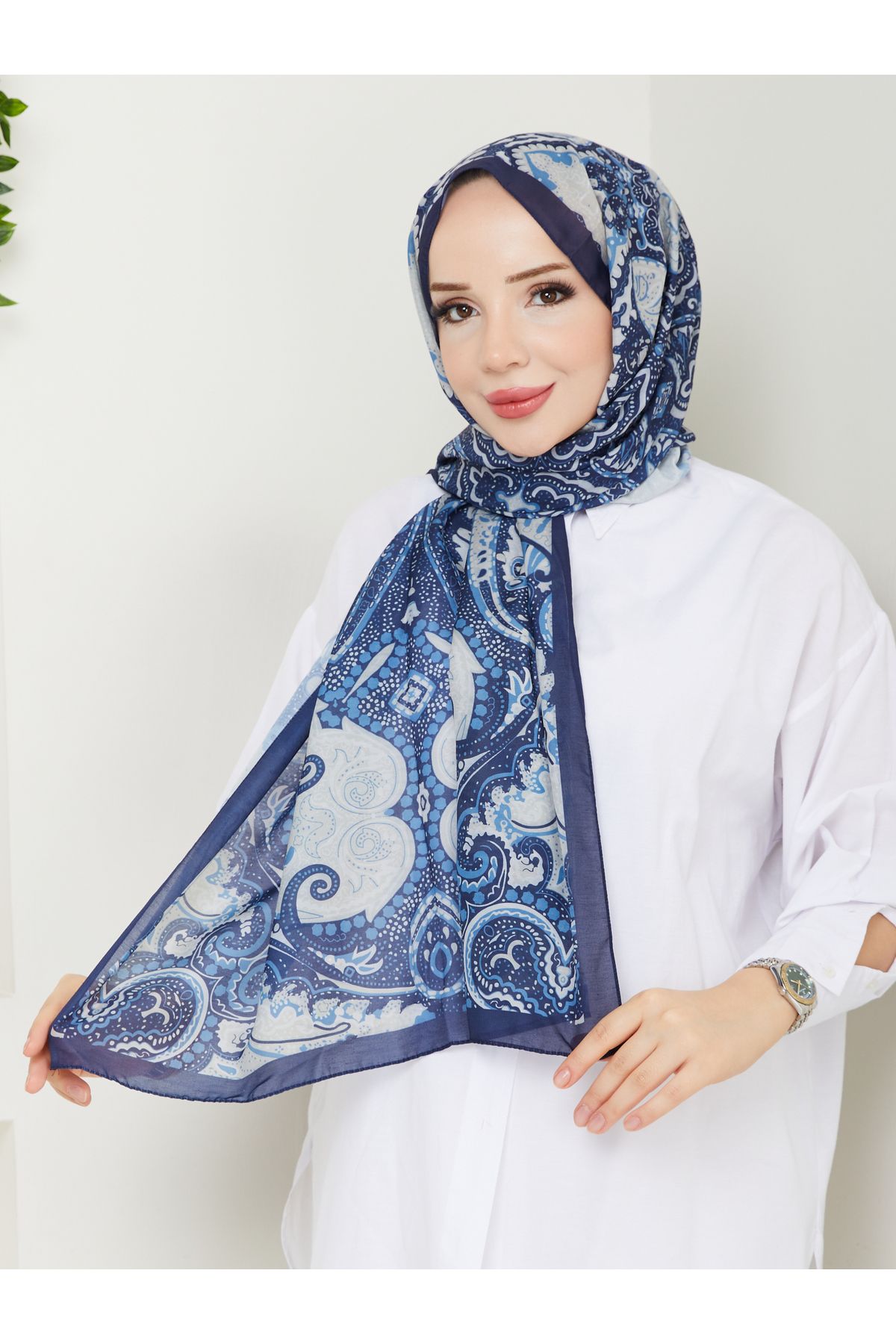 nomadra Navy Dream Desenli Şal