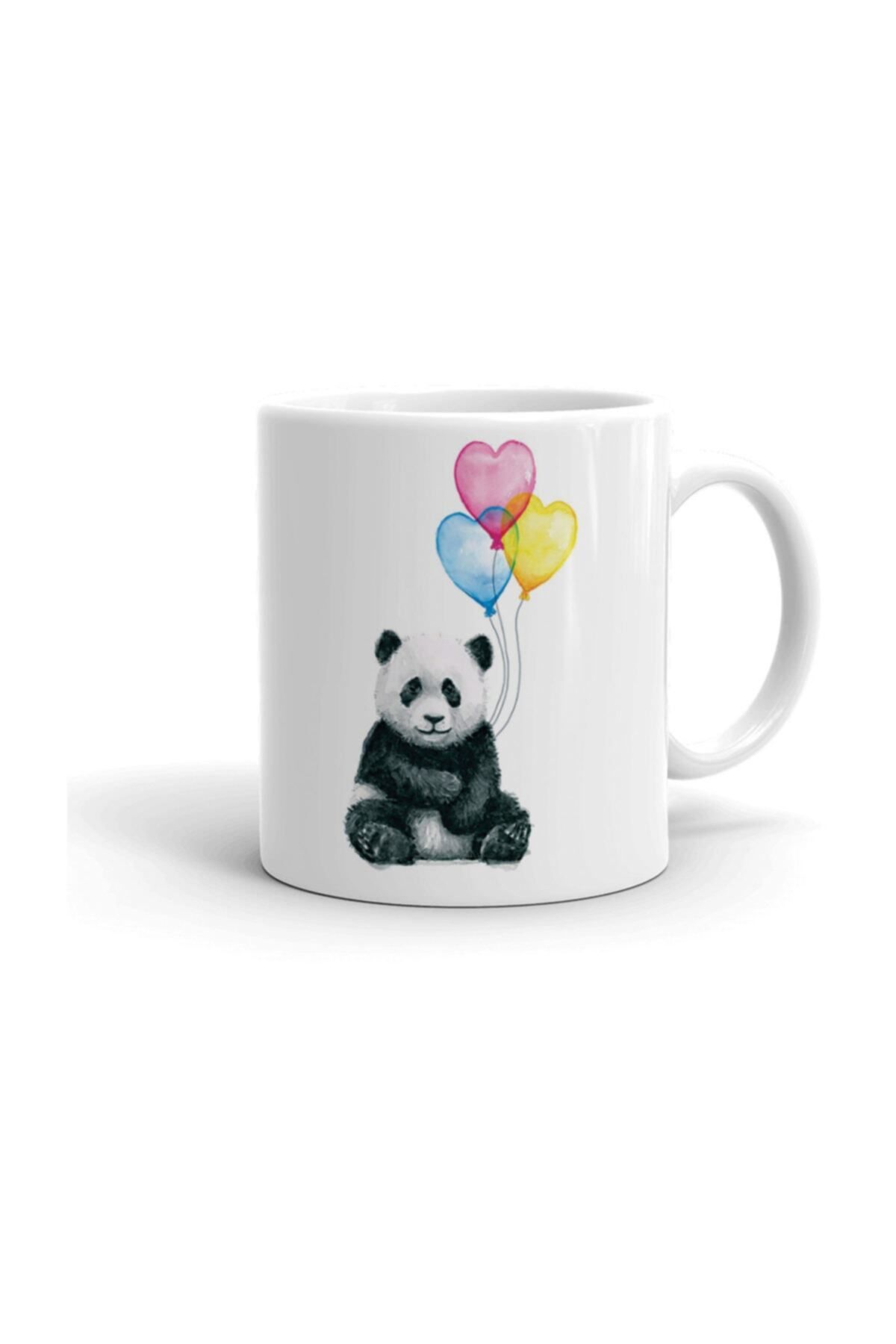 Hamiki Panda ve Balonlar Seramik ithal Porselen Seramik Kupa Bardak