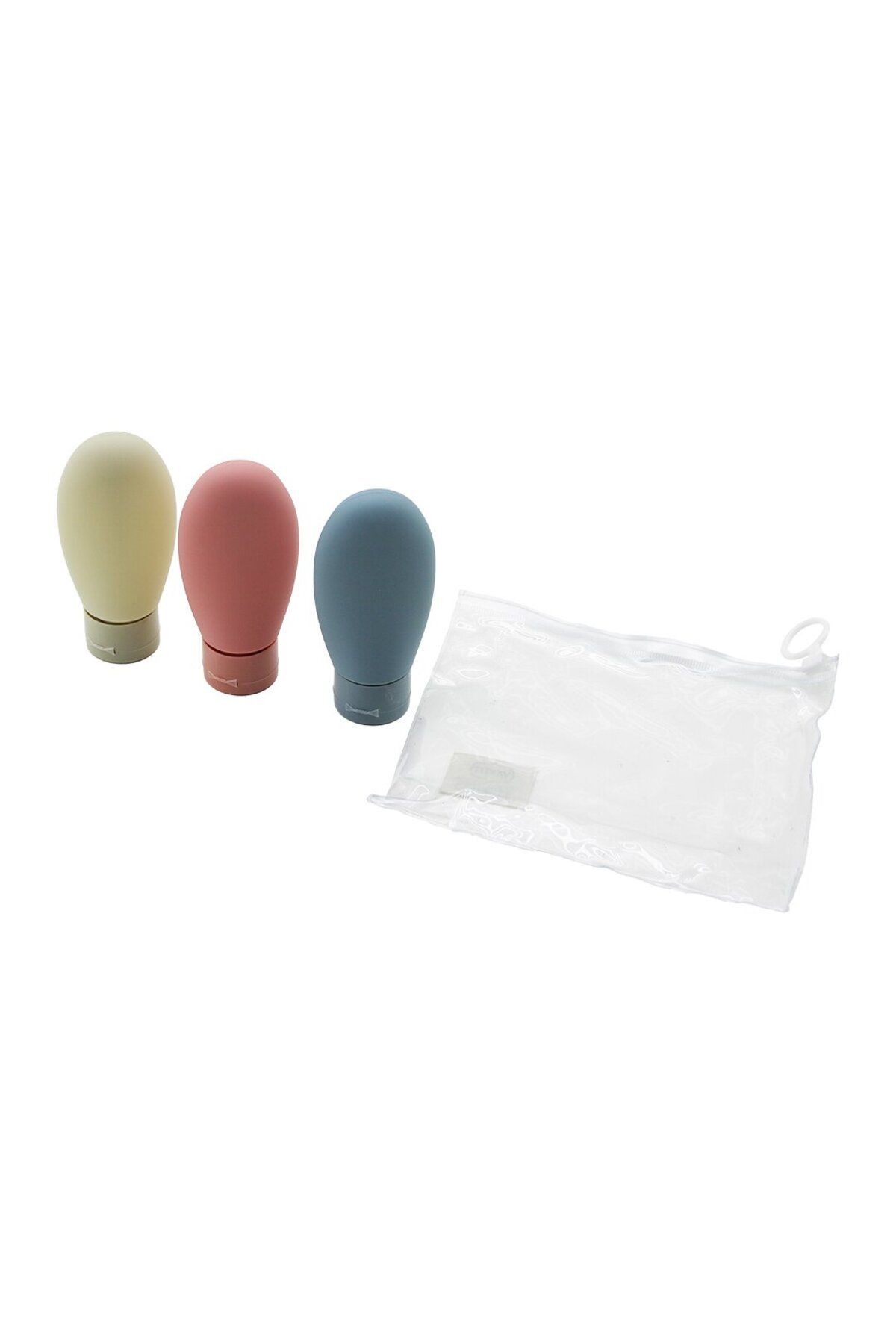 Mena Rise BlackShop 3PCS X 60ML SEYAHAT KREM ŞİŞESİ RENKLİ SİLİKON HAZNE - PLASTİK KAPAK ŞEFF PVC - F