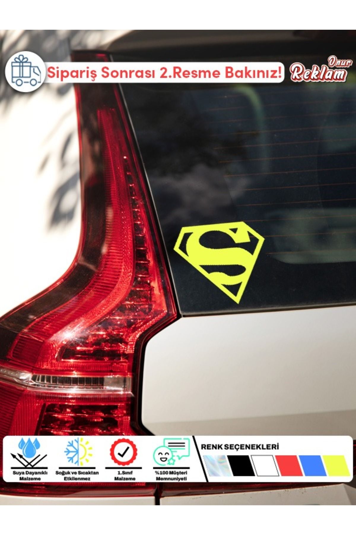 Onur Reklam Superman Logolu Araç Sticker – 15x22 cm Suya Dayanıklı Etiket