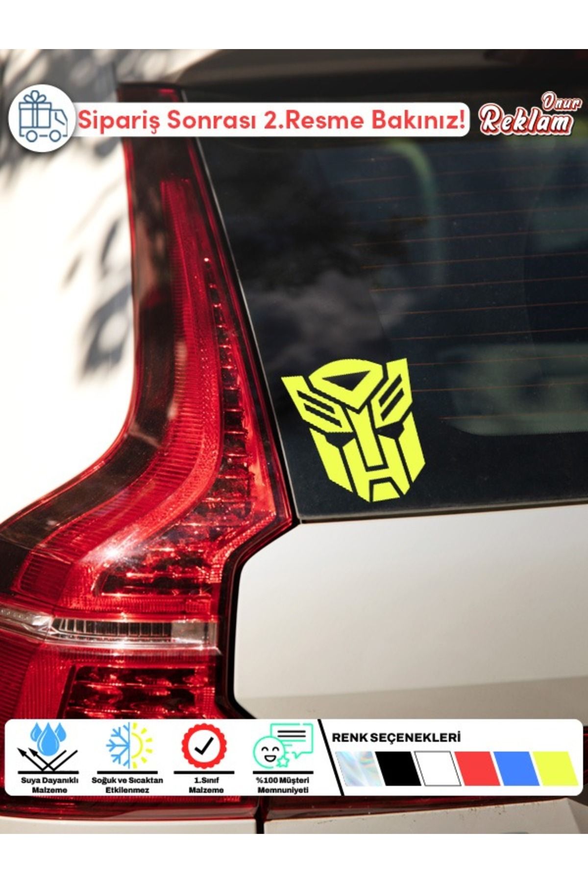 Onur Reklam Transformers Autobot Logolu Araç Sticker – 15x22 cm, Suya Dayanıklı