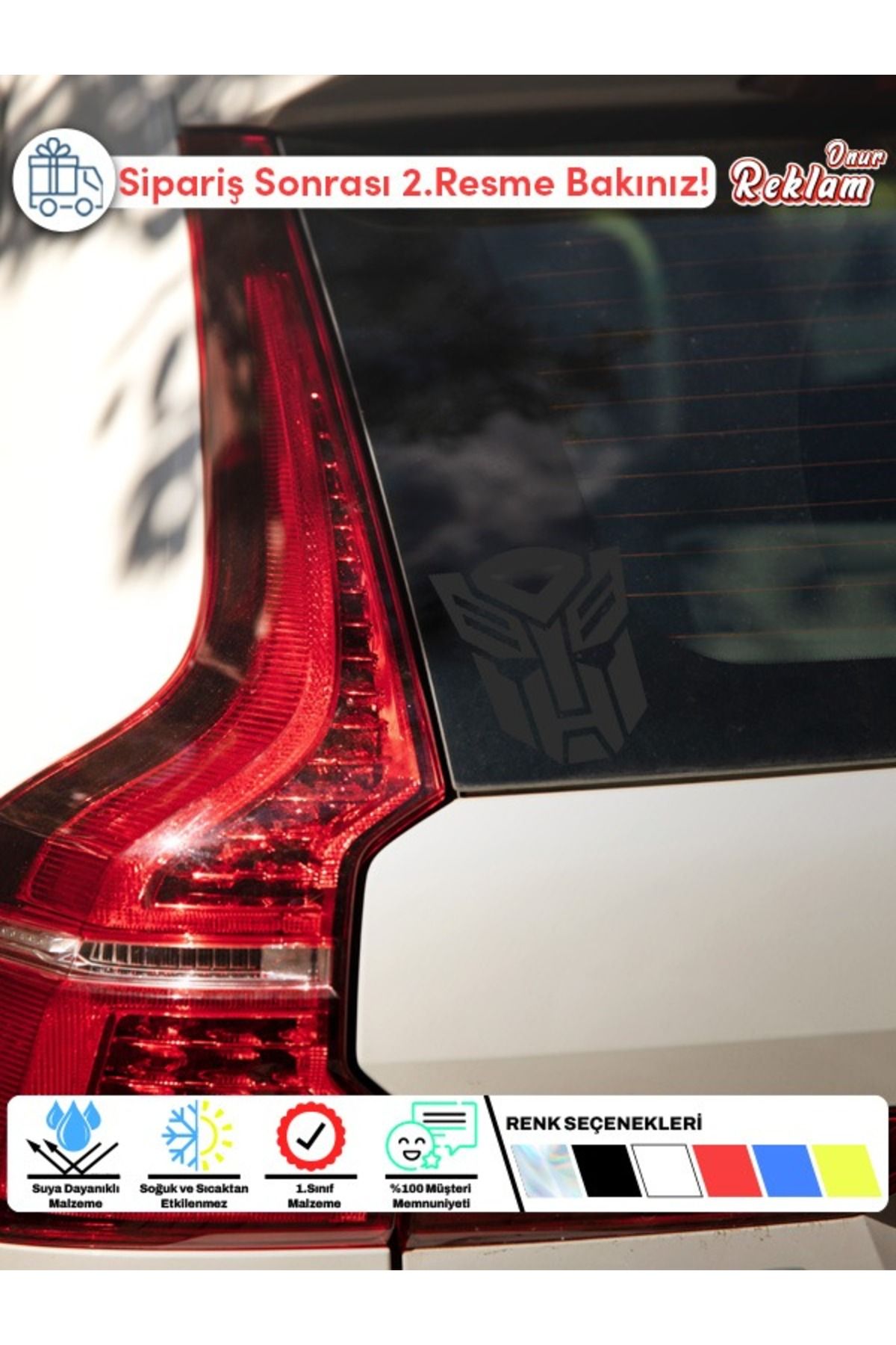 Onur Reklam Transformers Autobot Logolu Araç Sticker – 15x22 cm, Suya Dayanıklı