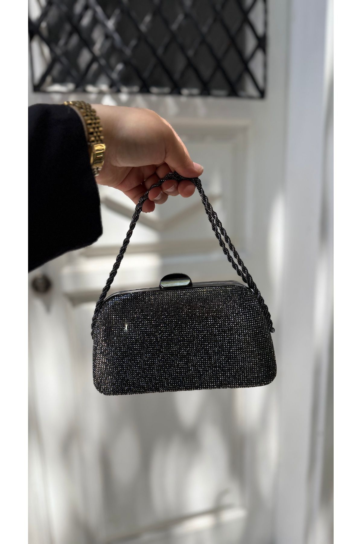 BRAVE BAG ANTRASİT TAŞLI ABİYE ÇANTA-01
