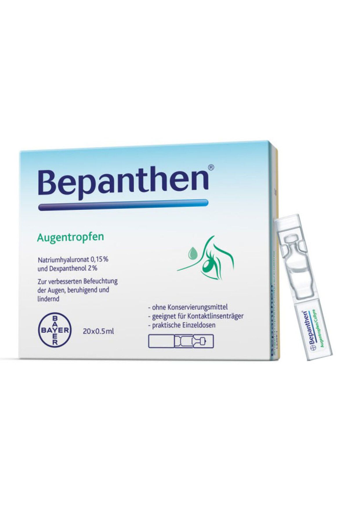 Bayer-Eye Drops Set, Bayer, Bepanthen, Moisturizing and Repairing Effect, 20 single doses x 0.5ml 1