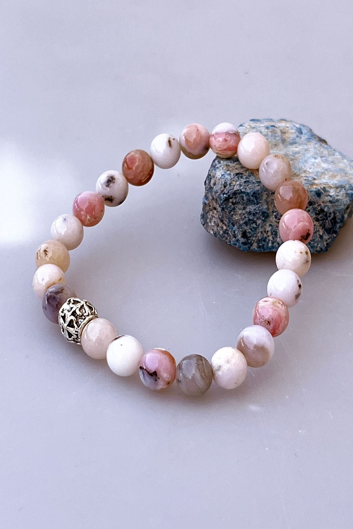Hepsi Pozitif Pembe Opal Doğal Taş Bileklik – 8 mm
