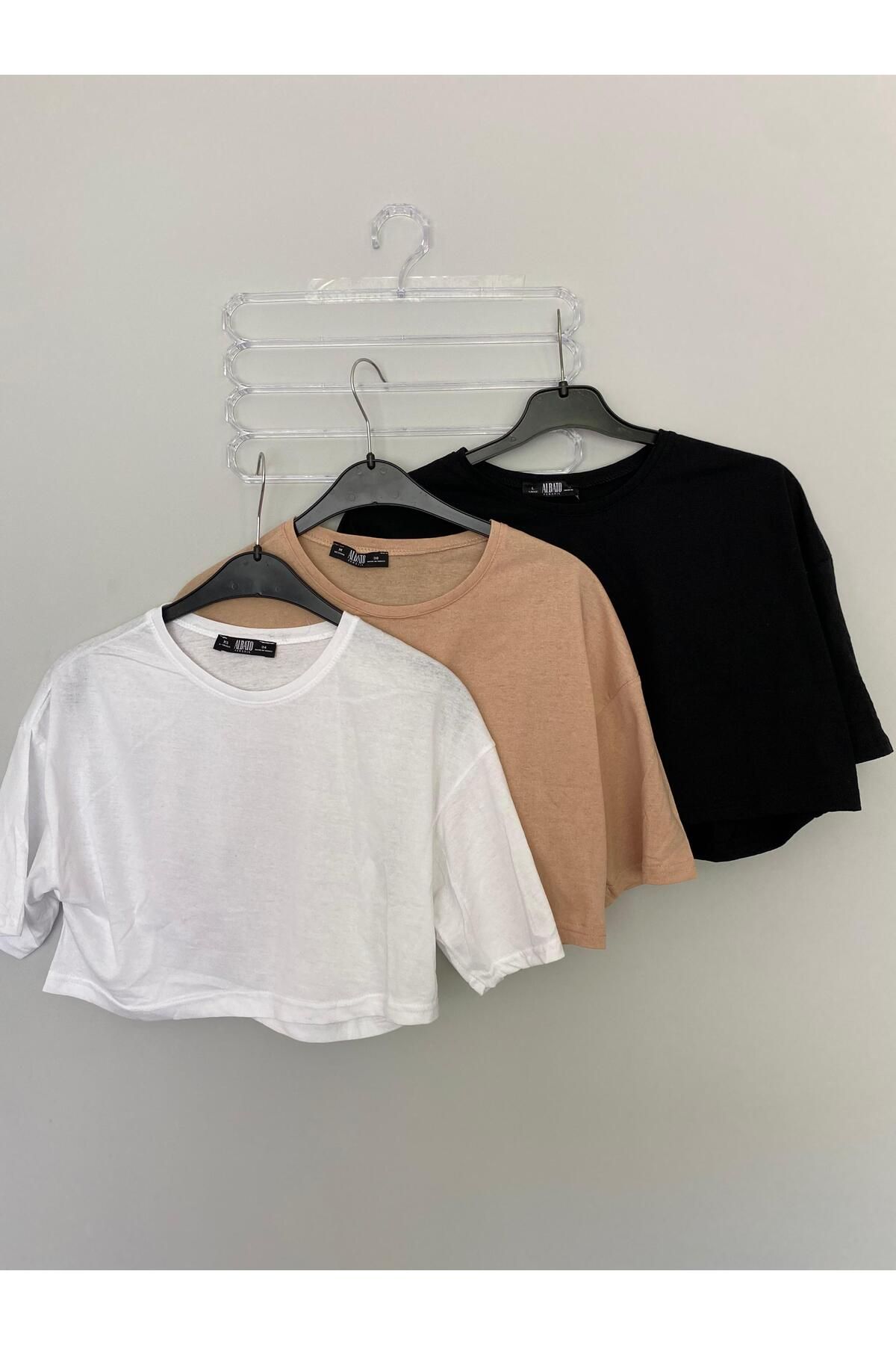 Bero Butik 3 Adet Likralı Oversize Crop