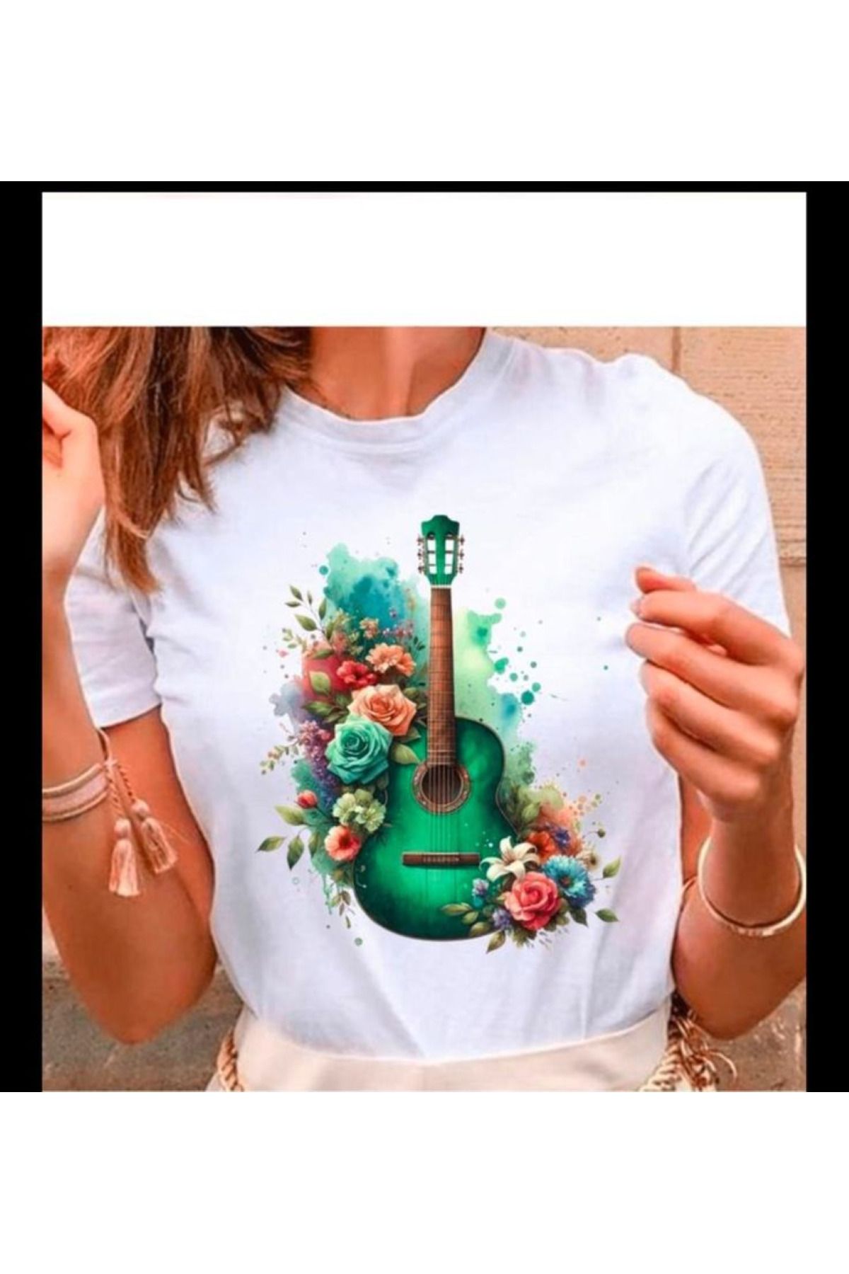 LUNAVISTA Country Tişört, Viola Flores bluz, Baby Look Tişört, Viola müzik baskısı, Country stili
