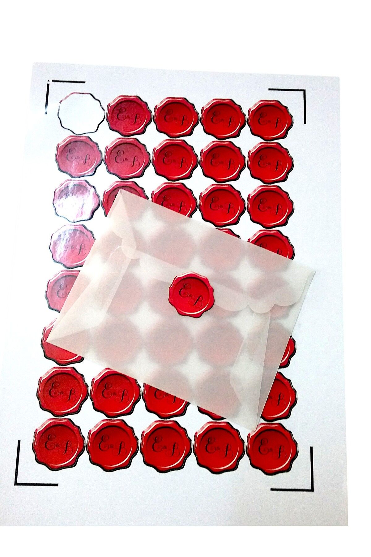 Armada 40 Adet İsme Özel 3D Efektli Balmumu Mühür Wax Seal Görünümlü Etiket Sticker (3cm) Bordo